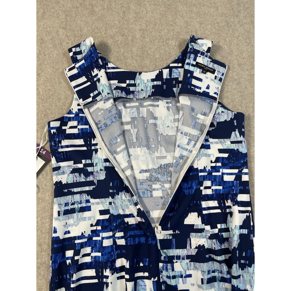 NWT Mario Serrani Italy Sleeveless Sheath Dress Blue Knee Length Size 14 - Picture 3 of 12